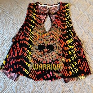Zumba Dancing Warrior Open Back Tank Top‎ - Black & Red - XS
